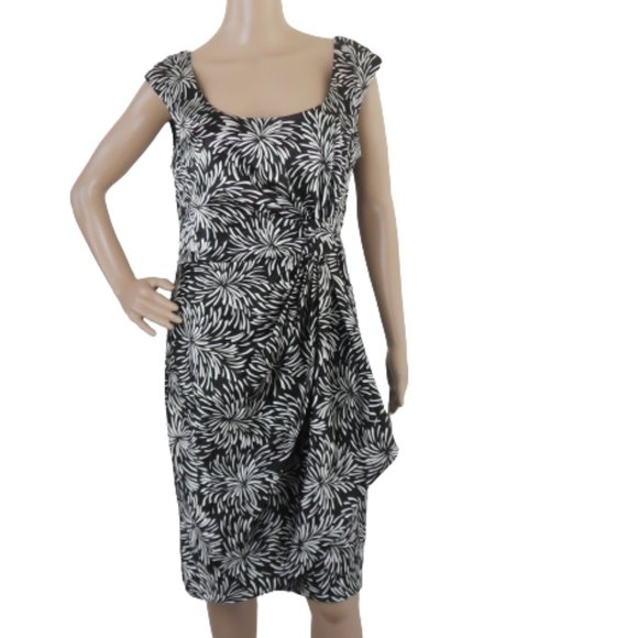 Suite 7 Black & White Floral Wrap Dress Size 12 - Picture 3 of 6